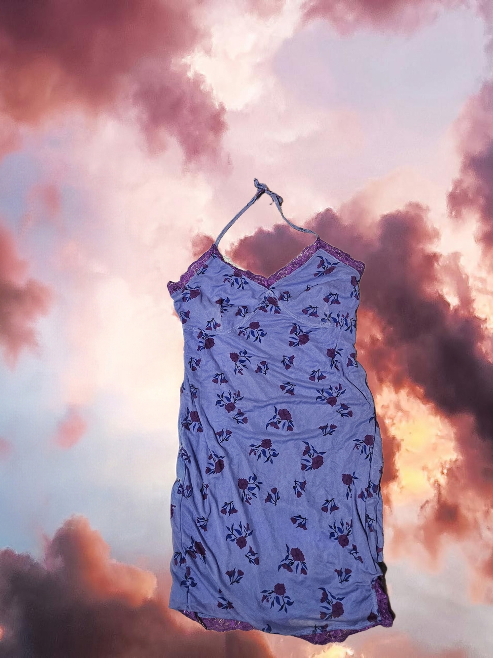 wild fable Lavender Floral Halter-Style Midi Dress